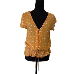 Le Lis Womans Medium  Mustard Yellow Blouse